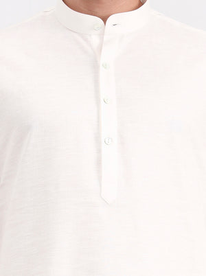 Cream Solid Regular Fit Modi Kurta | JadeBlue