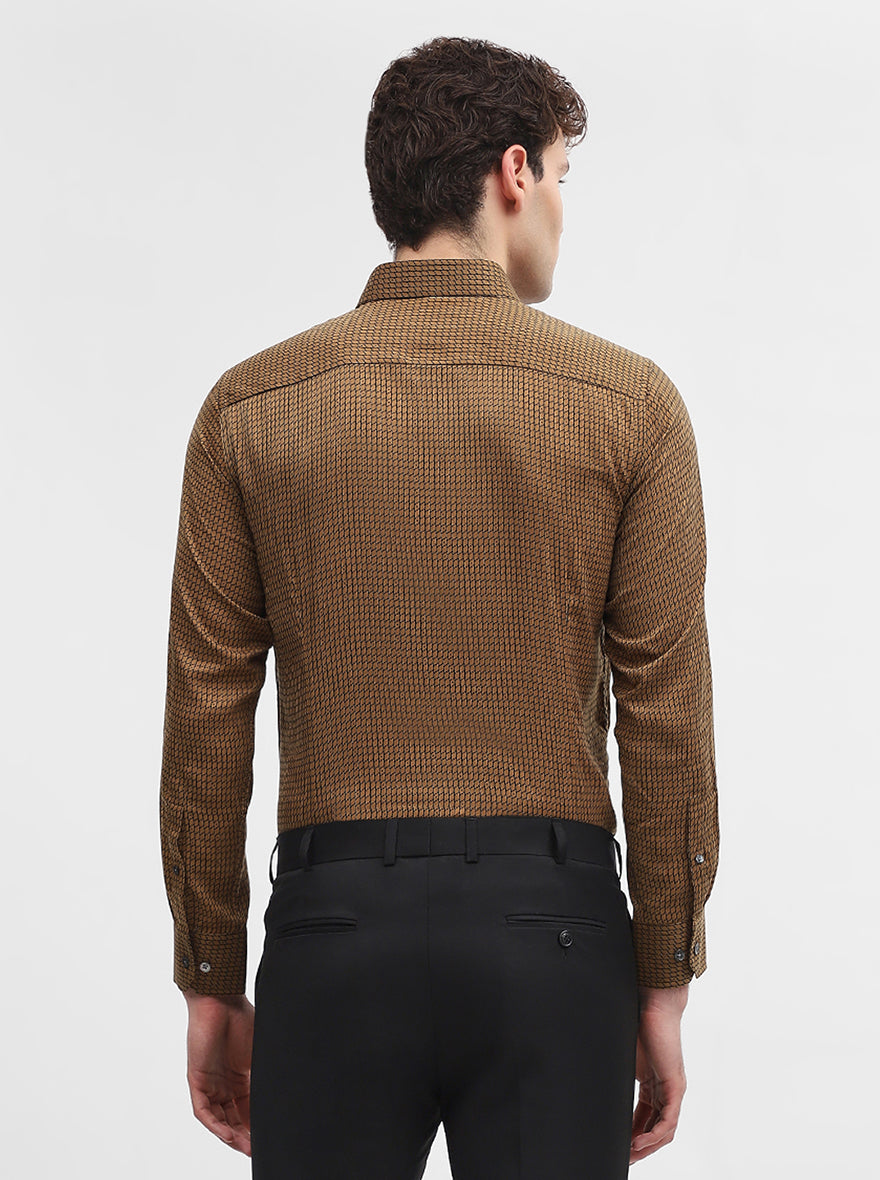 Golden & Black Printed Slim Fit Formal Shirt | JadeBlue Super Luxe