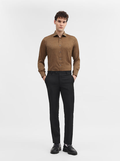 Golden & Black Printed Slim Fit Formal Shirt | JadeBlue Super Luxe
