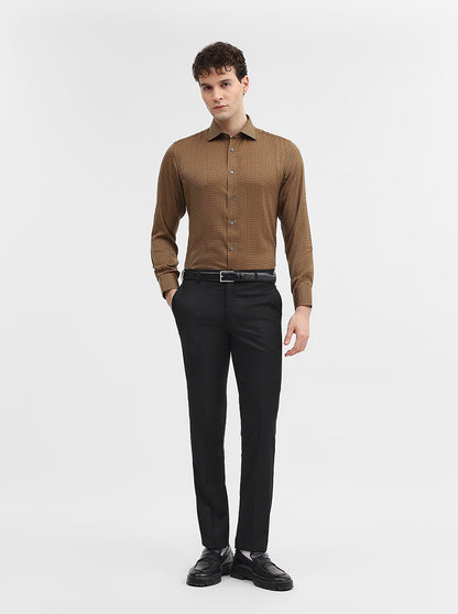 Golden & Black Printed Slim Fit Formal Shirt | JadeBlue Super Luxe