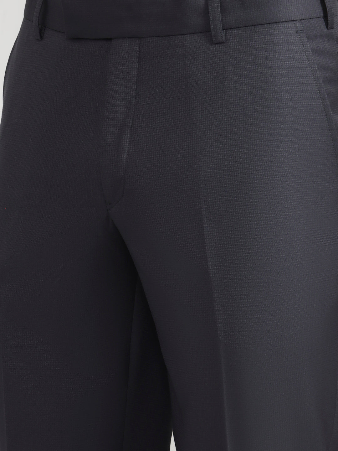 Dark Grey Solid Slim Fit Formal Trouser | JadeBlue