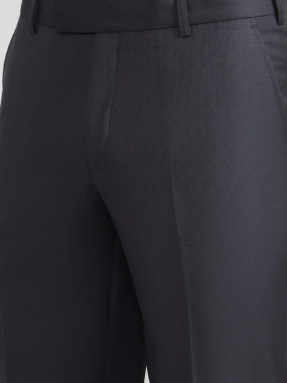 Dark Grey Solid Slim Fit Formal Trouser | JadeBlue