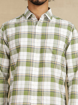 Green Checked Slim Fit Casual Shirt | Greenfibre