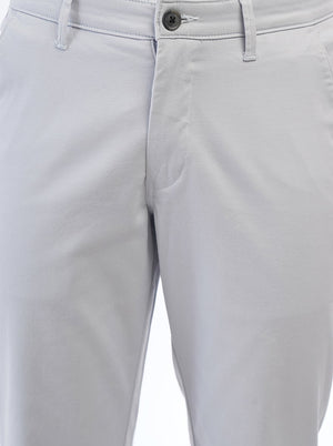Light Grey Solid Neo Fit Casual Trouser | Greenfibre