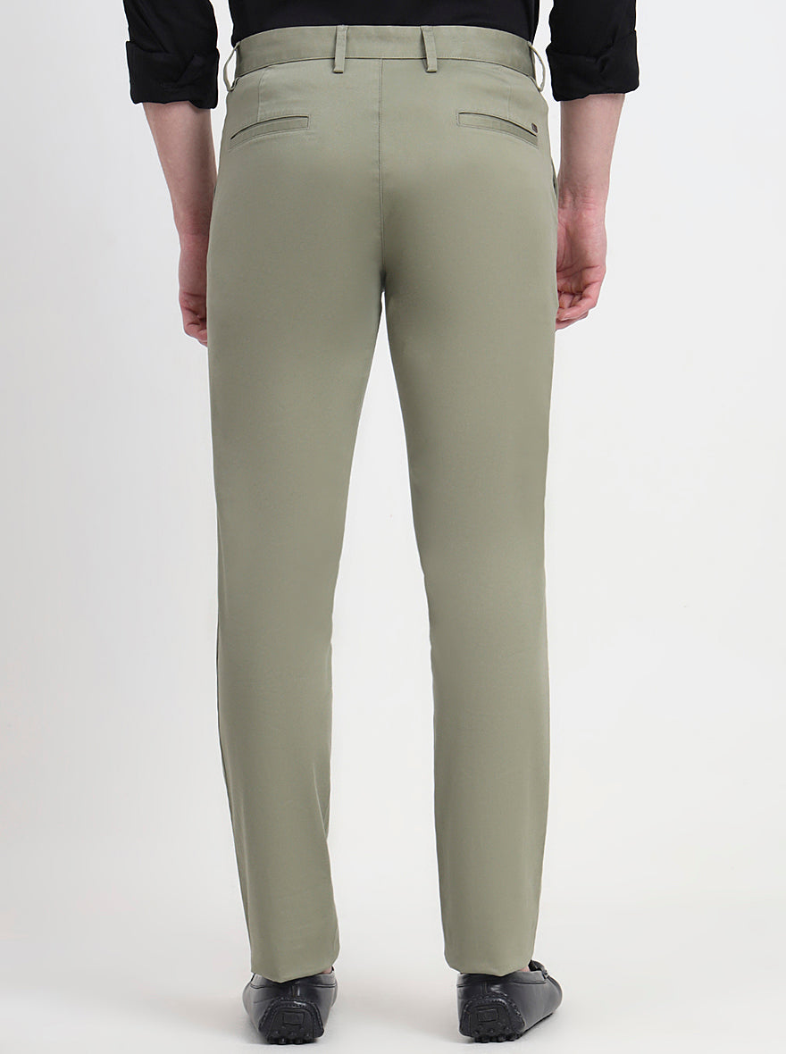Pista & Green Solid Slim Fit Casual Trouser | JadeBlue