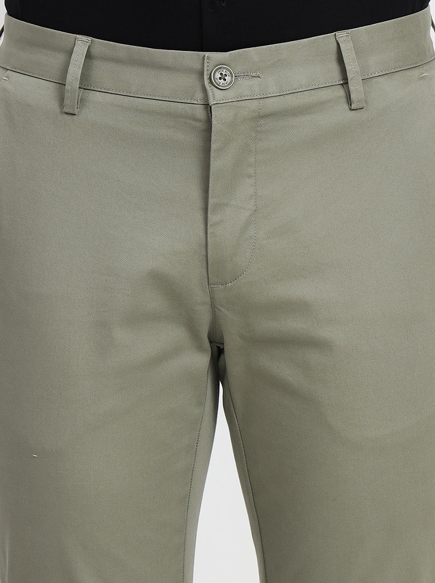 Pista & Green Solid Slim Fit Casual Trouser | JadeBlue