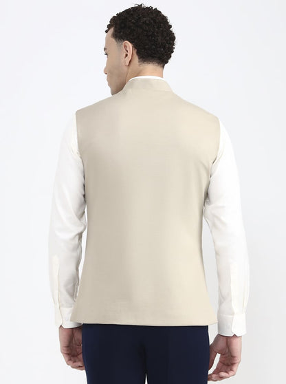 Fawn Solid Regular Fit Waistcoat | JB X JB