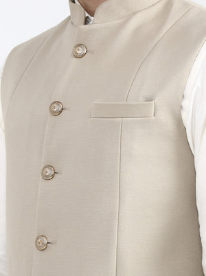 Fawn Solid Regular Fit Waistcoat | JB X JB