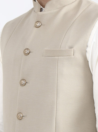 Fawn Solid Regular Fit Waistcoat | JB X JB