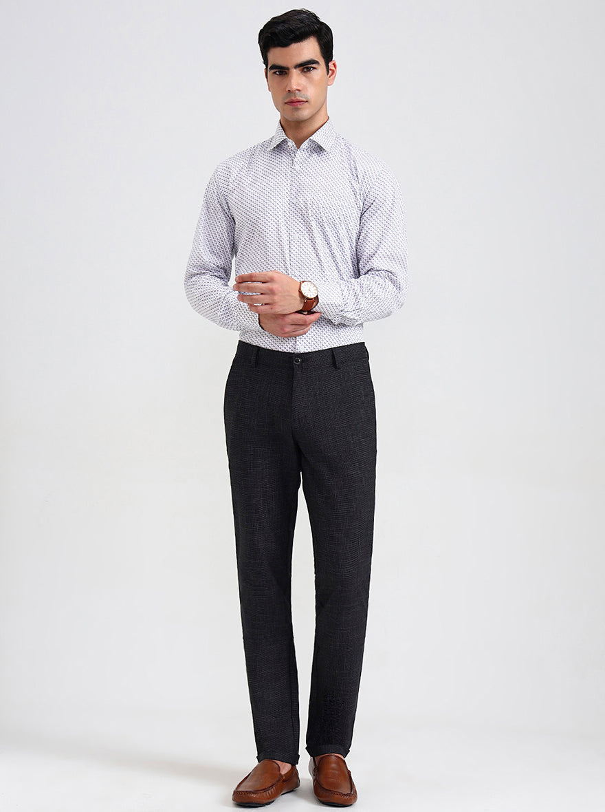 Grey Printed Slim Fit Club Wear Trouser | Wyre