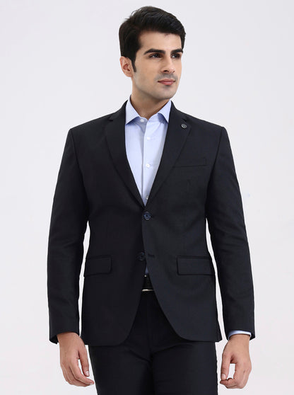 Navy Blue Solid Regular Fit Blazer | JadeBlue