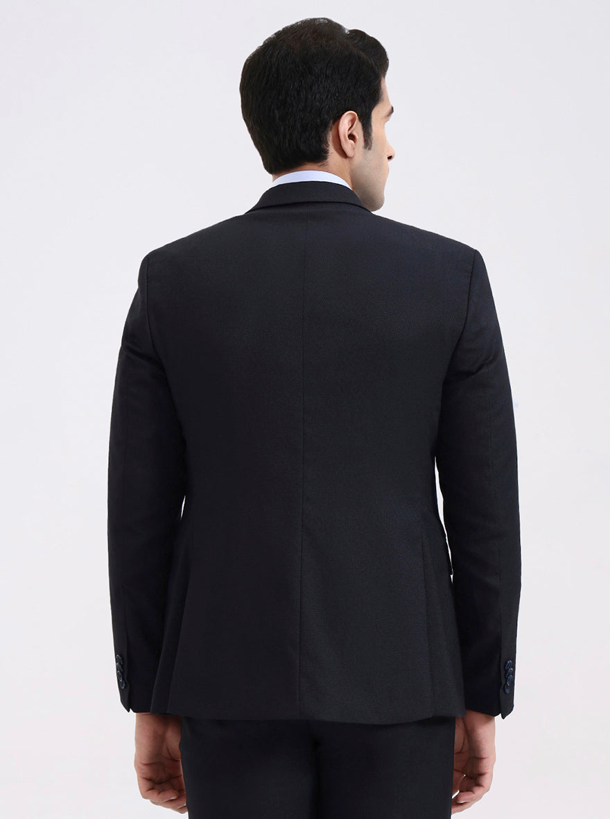 Navy Blue Solid Regular Fit Blazer | JadeBlue