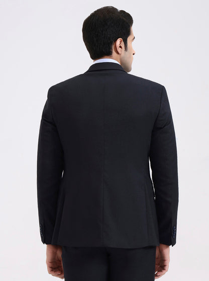 Navy Blue Solid Regular Fit Blazer | JadeBlue