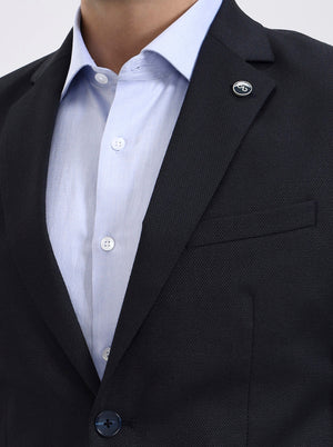 Navy Blue Solid Regular Fit Blazer | JadeBlue