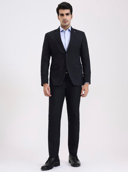 Navy Blue Solid Regular Fit Blazer | JadeBlue