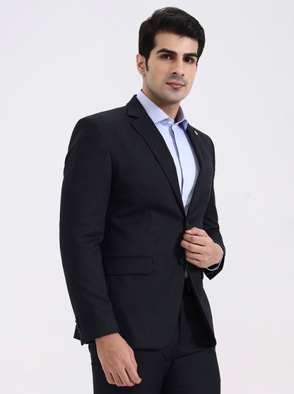 Navy Blue Solid Regular Fit Blazer | JadeBlue