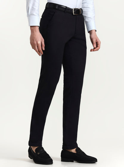Blue Solid Slim Fit Club Wear Trouser | Wyre