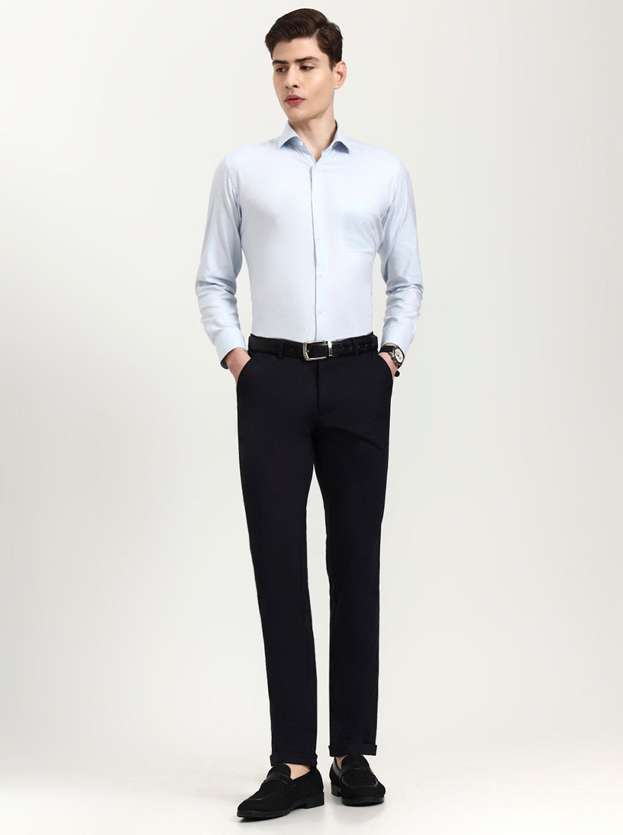 Blue Solid Slim Fit Club Wear Trouser | Wyre