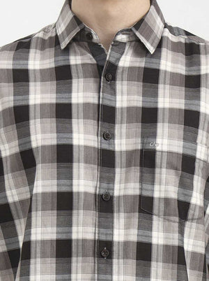 Brown Checked Slim Fit Casual Shirt | JadeBlue