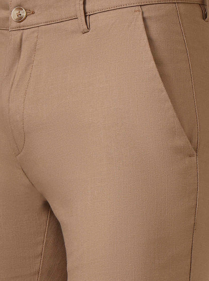 Brown Checked Super Slim Fit Casual Trouser | Greenfibre