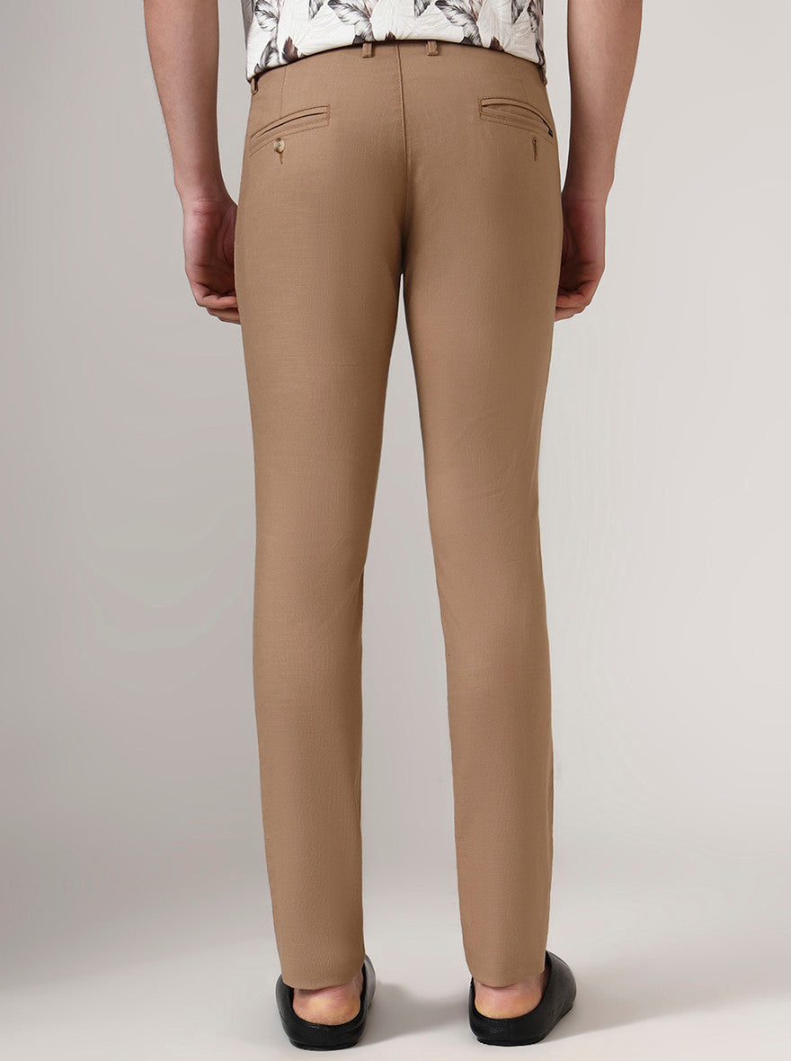 Brown Checked Super Slim Fit Casual Trouser | Greenfibre