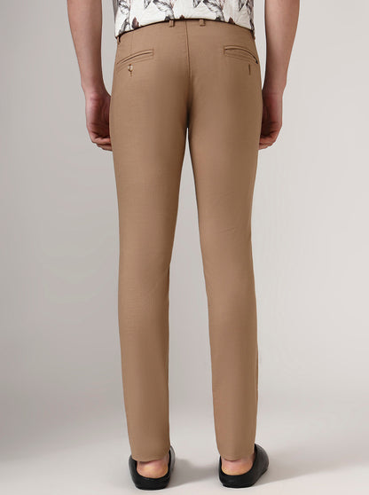 Brown Checked Super Slim Fit Casual Trouser | Greenfibre