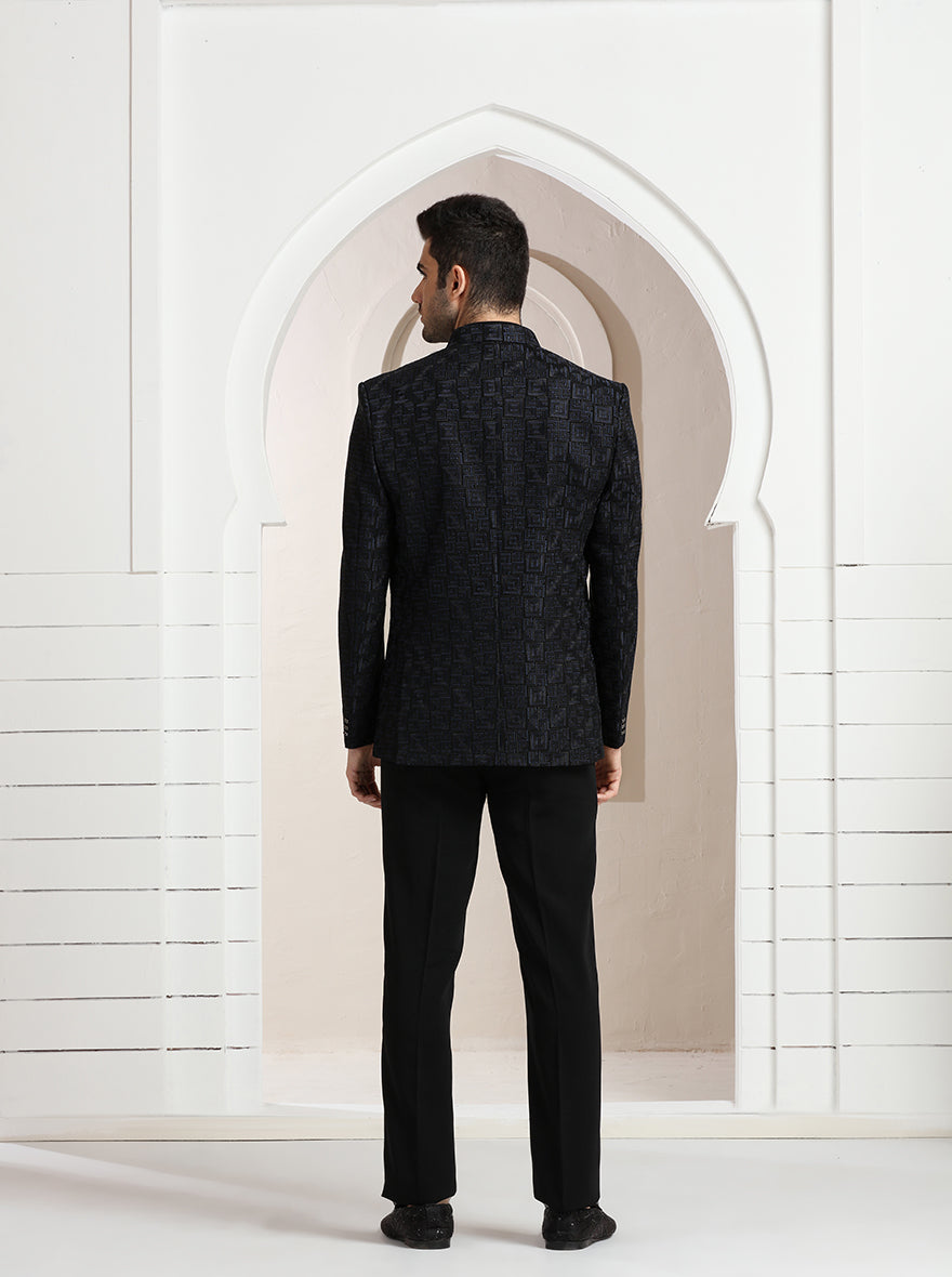 Black & Blue Embroidered Jodhpuri Suit | JadeBlue