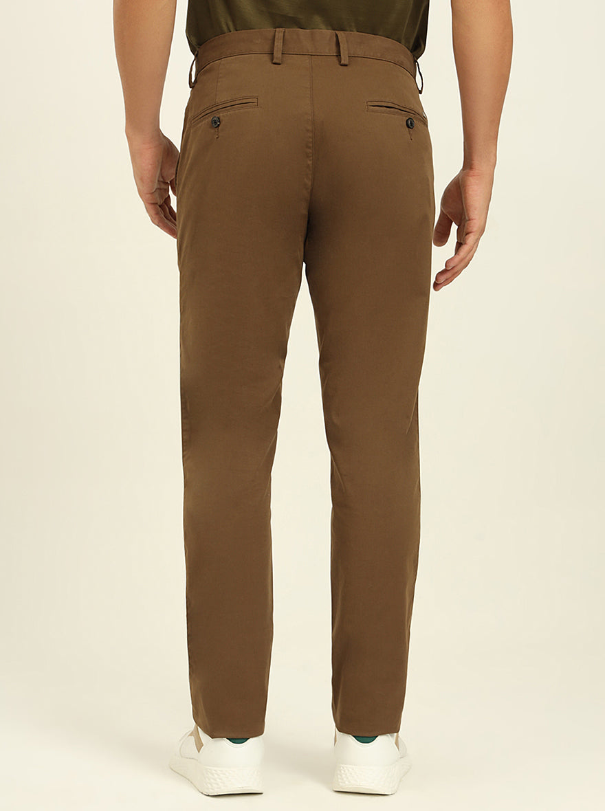 Brown Solid Uno Fit Casual Trouser | JadeBlue