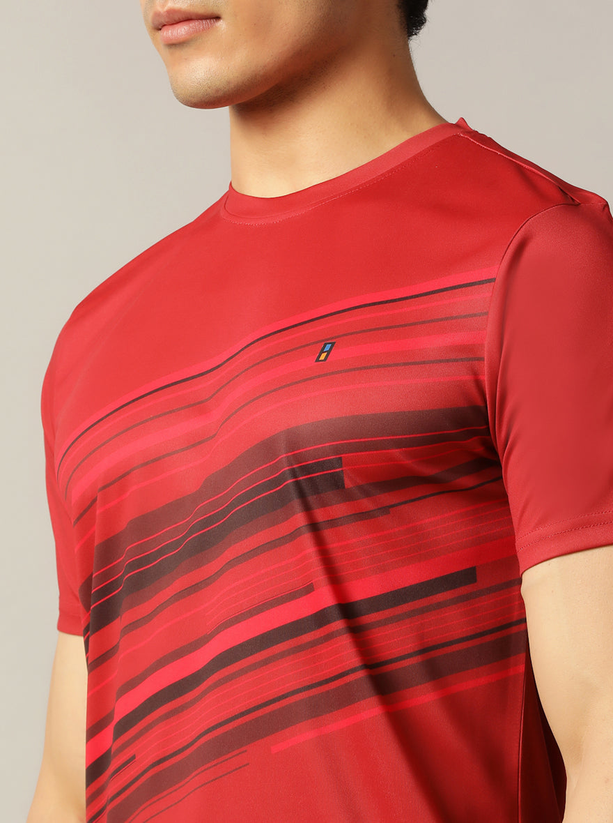 Red Printed Slim Fit T-Shirt | Jade Play
