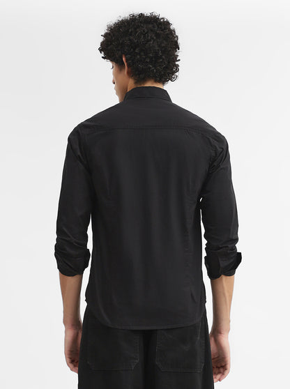 Black Solid Slim Fit Casual Shirt | Greenfibre