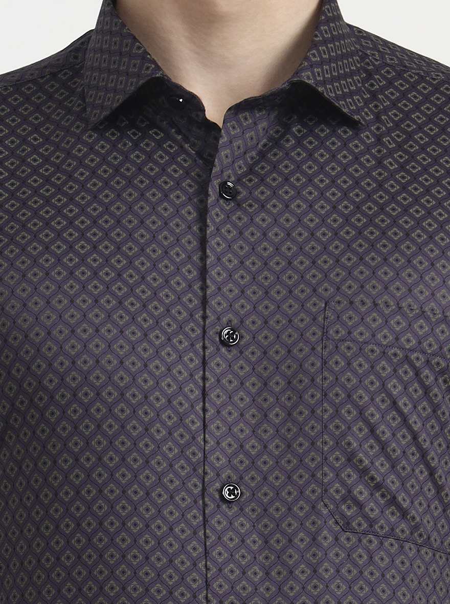 Purple Printed Slim Fit Formal Shirt | Greenfibre