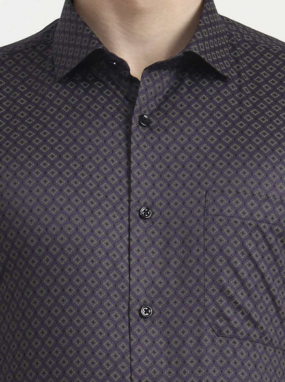 Purple Printed Slim Fit Formal Shirt | Greenfibre