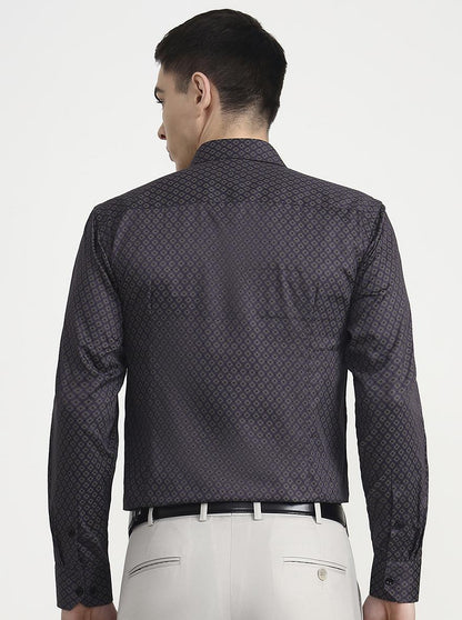 Purple Printed Slim Fit Formal Shirt | Greenfibre
