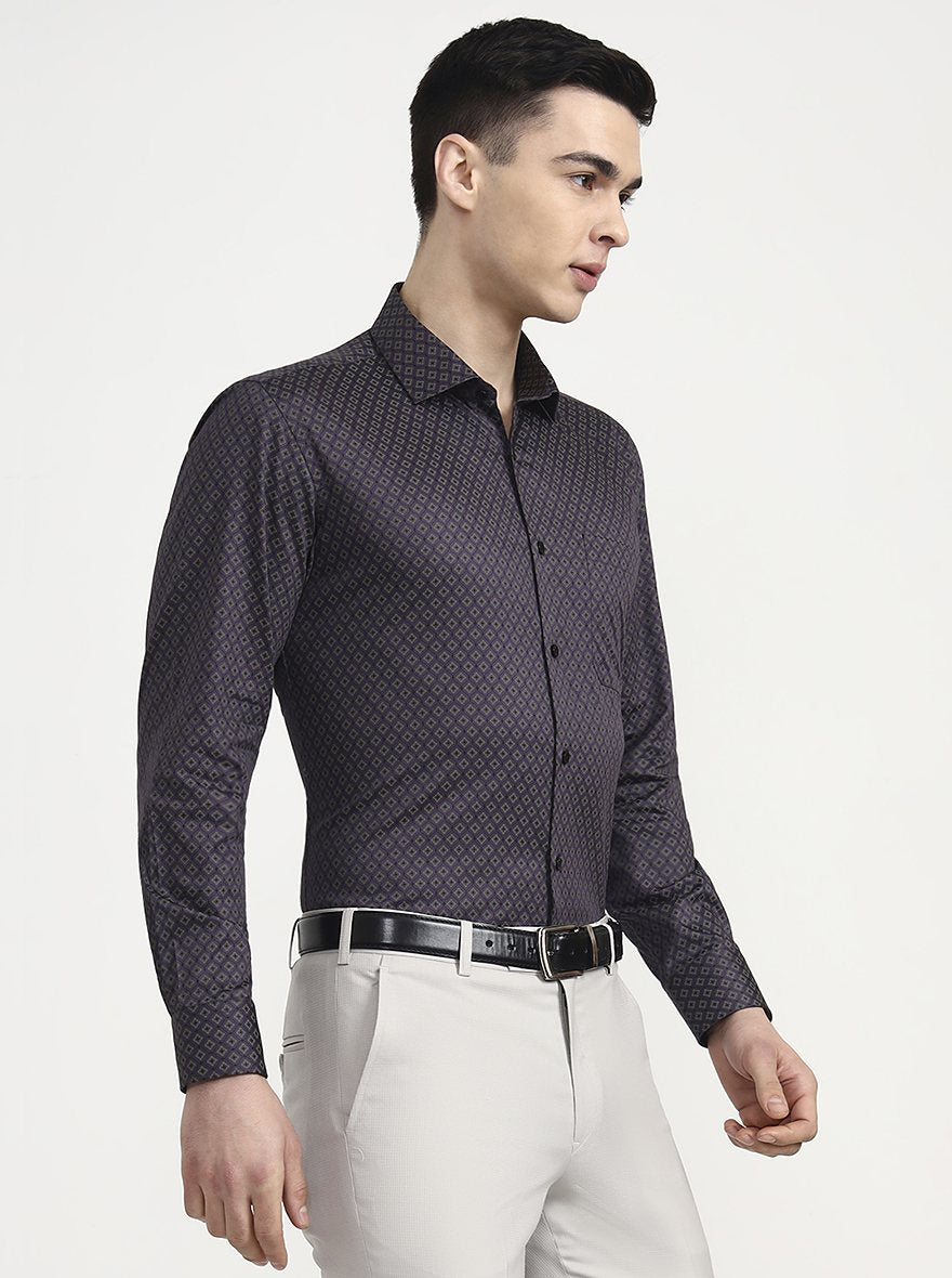 Purple Printed Slim Fit Formal Shirt | Greenfibre