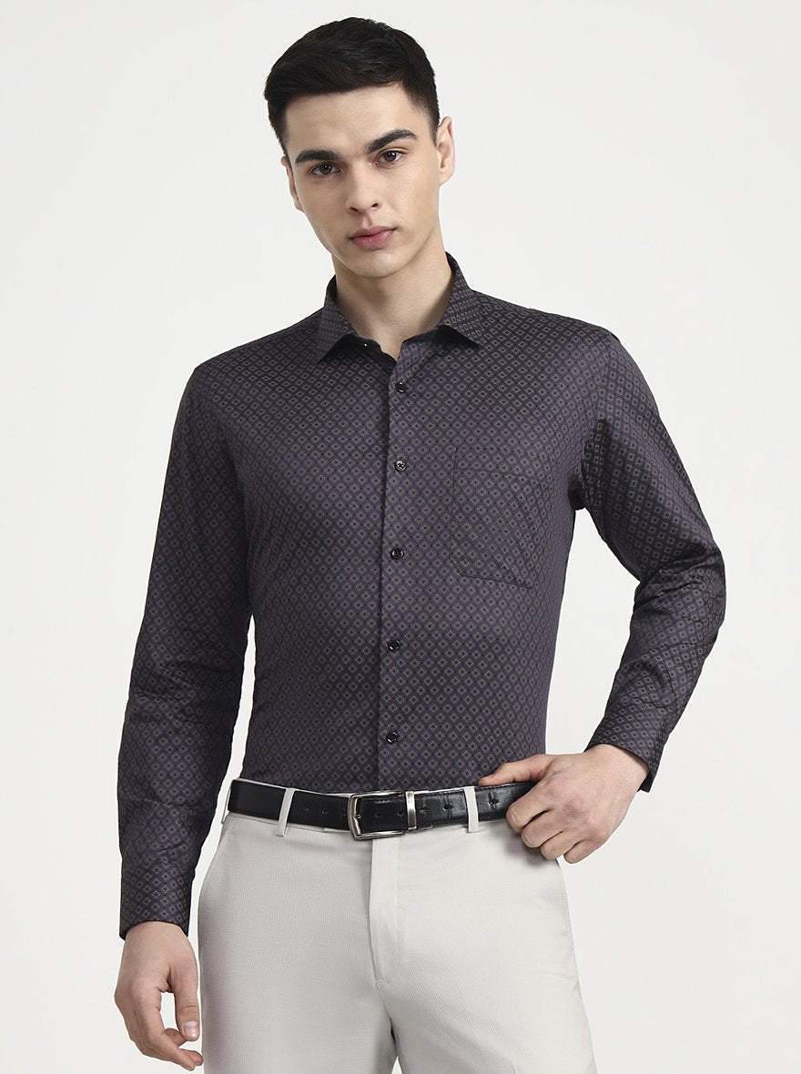 Purple Printed Slim Fit Formal Shirt | Greenfibre
