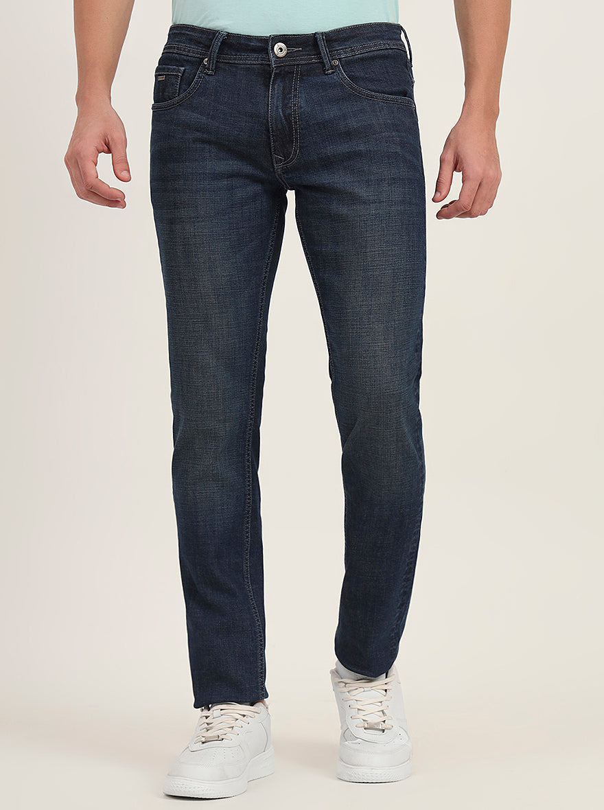 Dark Blue Washed Narrow Fit Jeans | Greenfibre