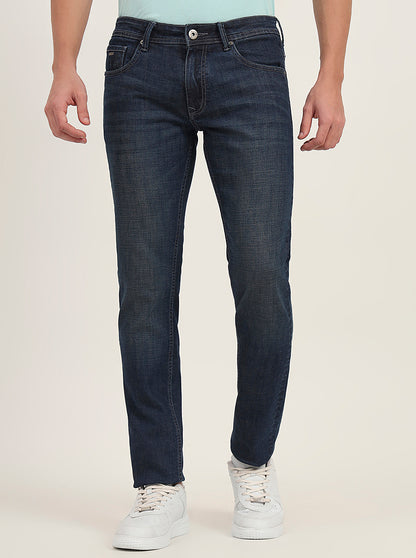 Dark Blue Washed Narrow Fit Jeans | Greenfibre