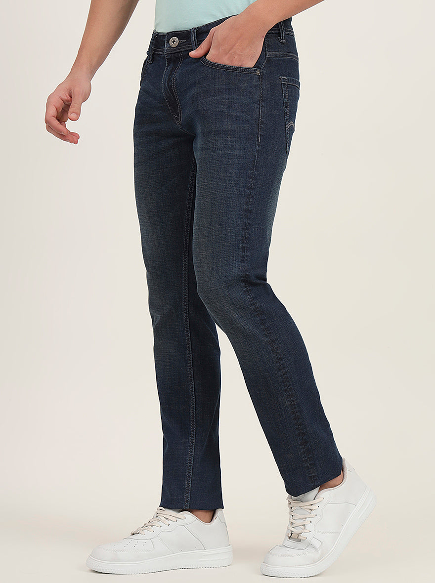 Dark Blue Washed Narrow Fit Jeans | Greenfibre