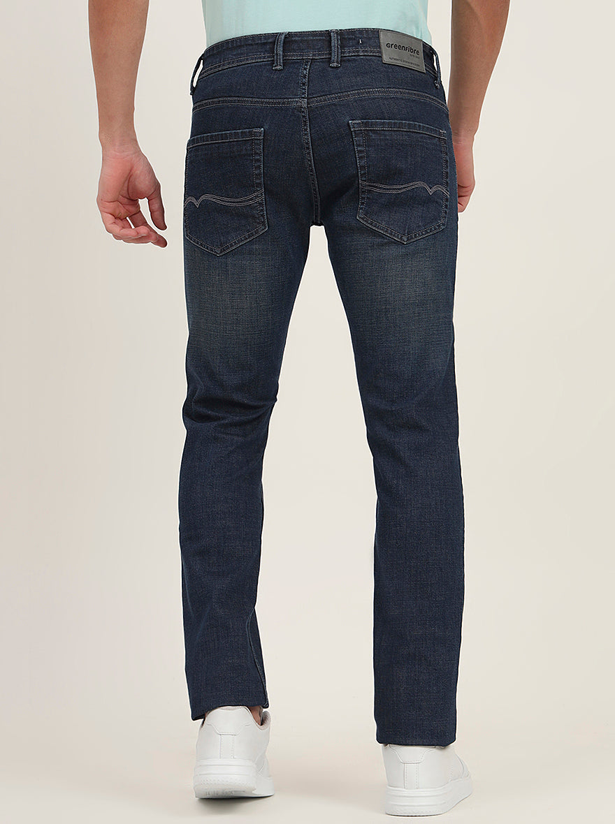 Dark Blue Washed Narrow Fit Jeans | Greenfibre