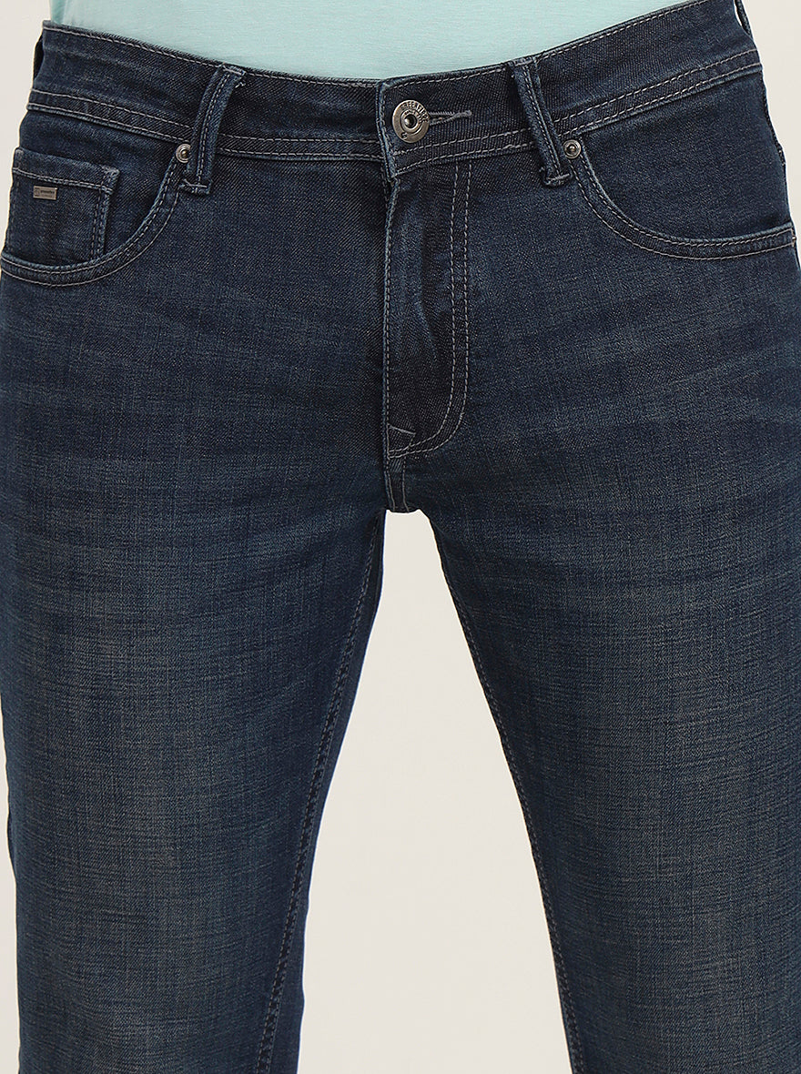 Dark Blue Washed Narrow Fit Jeans | Greenfibre