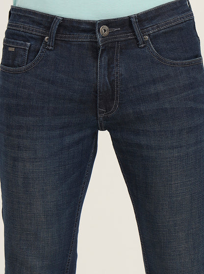 Dark Blue Washed Narrow Fit Jeans | Greenfibre