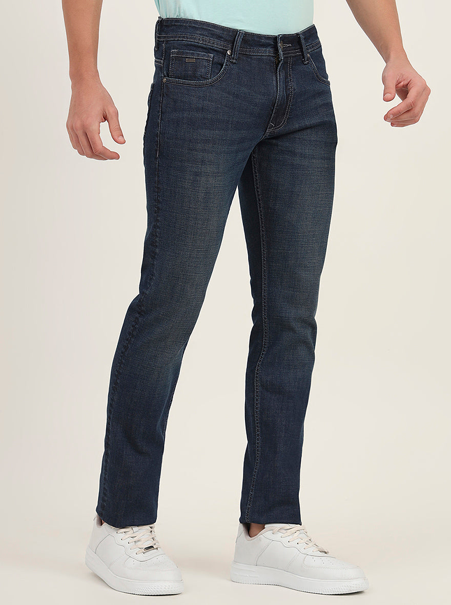 Dark Blue Washed Narrow Fit Jeans | Greenfibre
