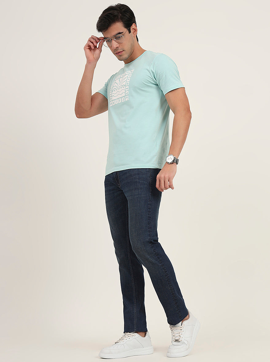Dark Blue Washed Narrow Fit Jeans | Greenfibre
