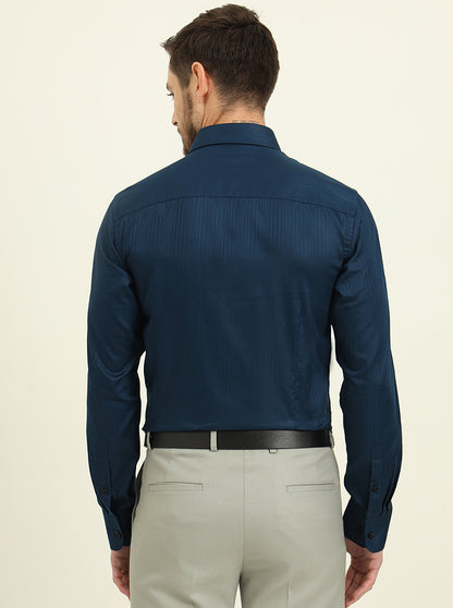 Navy Blue Solid Slim Fit Formal Shirt | JadeBlue Youth