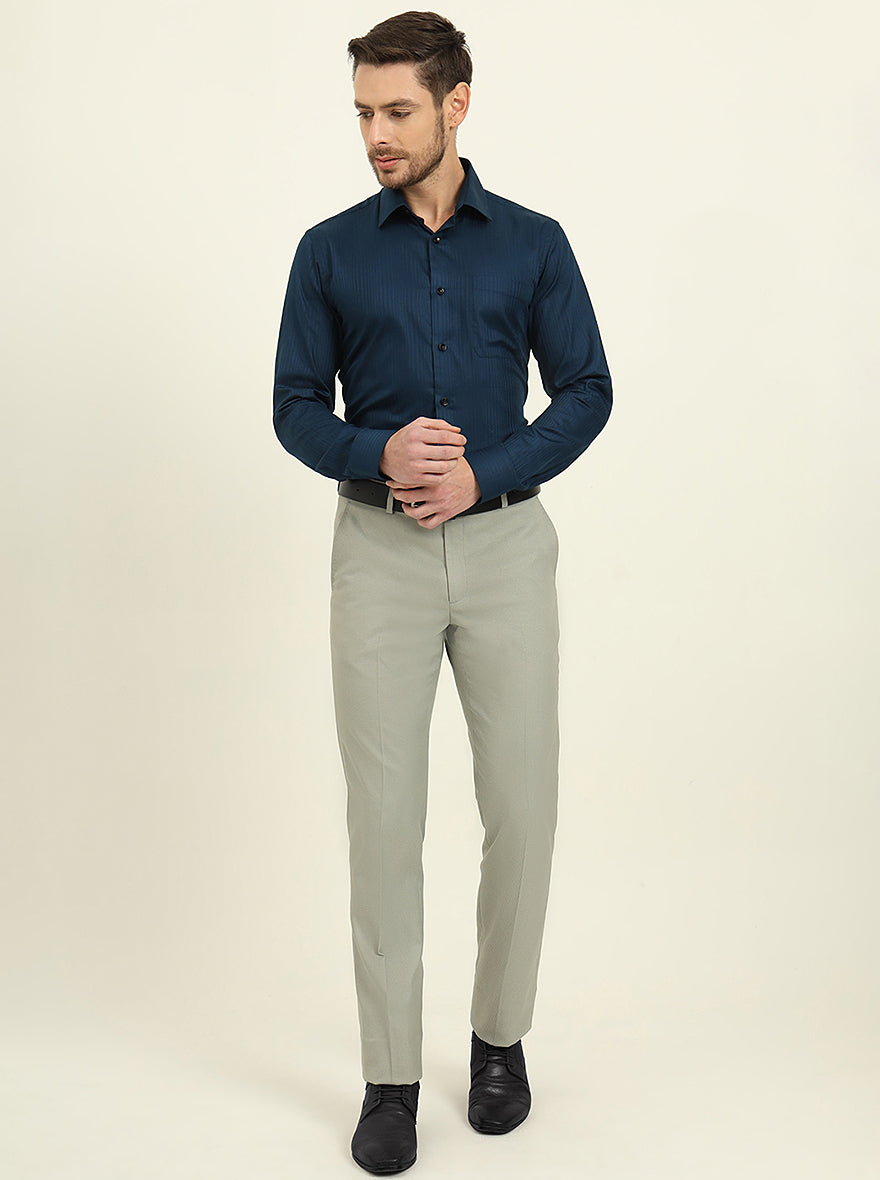 Navy Blue Solid Slim Fit Formal Shirt | JadeBlue Youth