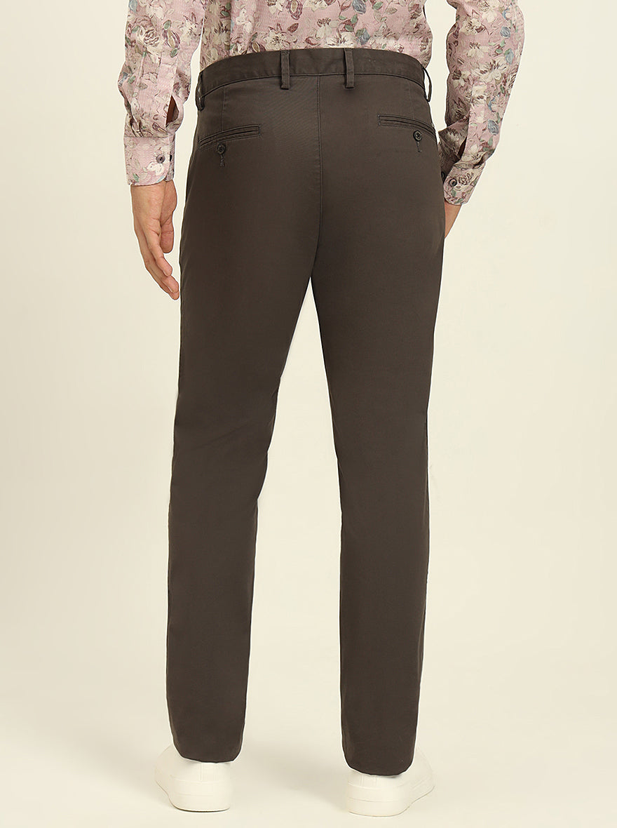 Dark Grey Solid Uno Fit Casual Trouser | JadeBlue