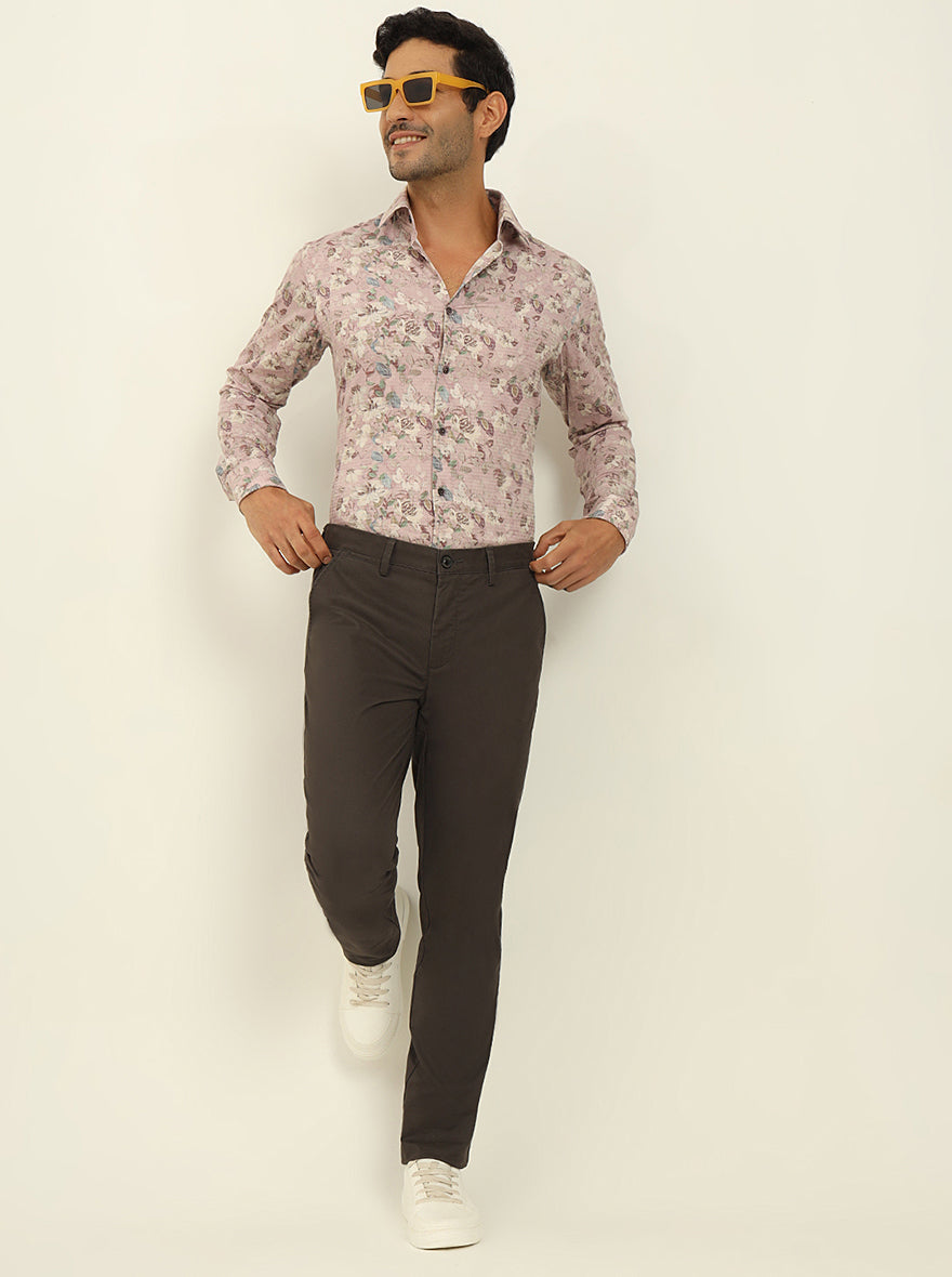 Dark Grey Solid Uno Fit Casual Trouser | JadeBlue