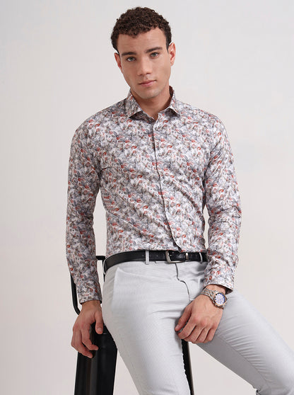 Multicolor Printed Slim Fit Party Wear Shirt | Wyre