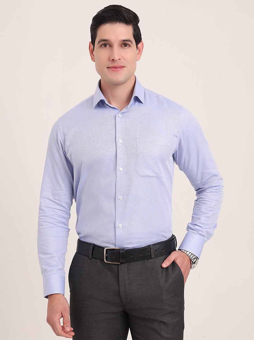 Light Blue Solid Slim Fit Formal Shirt | Metal