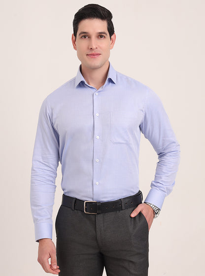 Light Blue Solid Slim Fit Formal Shirt | Metal
